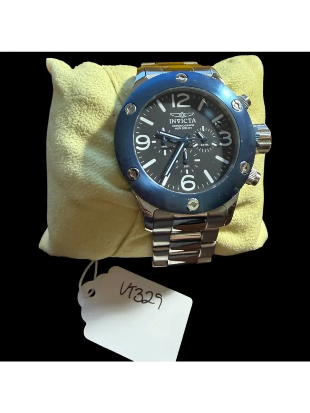 Invicta Russian Diver 1959 Chronograph Men's Watch 18586 Blue Bezel Stainless